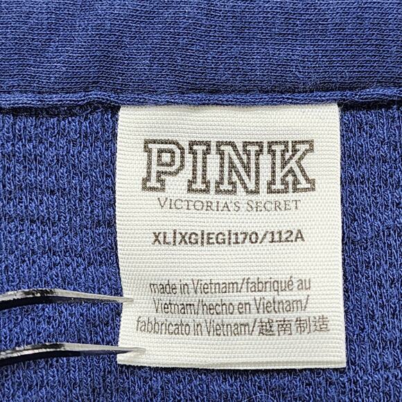 PINK Victoria's Secret Jacket Womens XL Blue Oversized Reverse Fleece Shacket - Picture 7 of 11